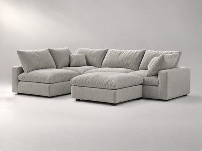 5-Piece Modular Sectional (Armless + Ottoman) in Grey, right view | Garelli