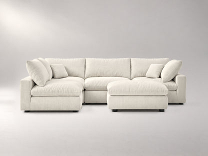 5-Piece Modular Sectional (Armless + Ottoman) in Ivory, front view | Garelli