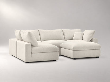 5-Piece Modular Sectional (Armless + Ottoman) in Ivory, left view | Garelli
