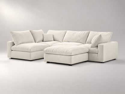 5-Piece Modular Sectional (Armless + Ottoman) in Ivory, right view | Garelli