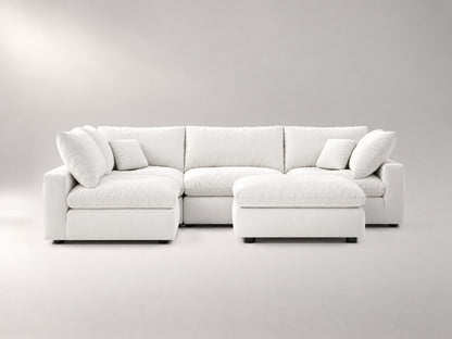 5-Piece Modular Sectional (Armless + Ottoman) in Off-White, front view | Garelli