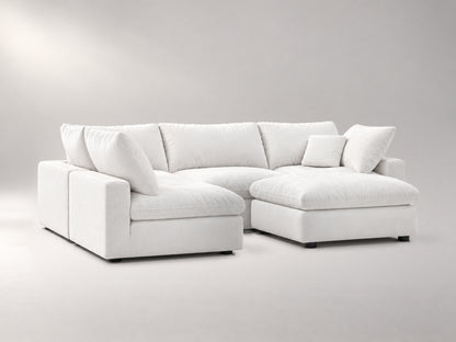 5-Piece Modular Sectional (Armless + Ottoman) in Off-White, left view | Garelli