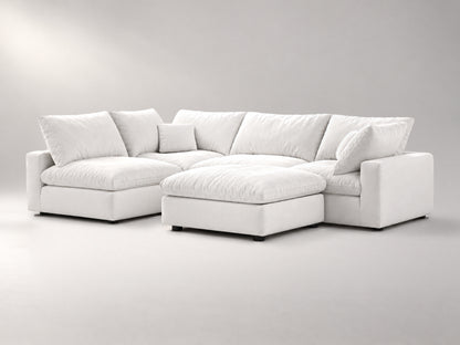 5-Piece Modular Sectional (Armless + Ottoman) in Off-White, right view | Garelli