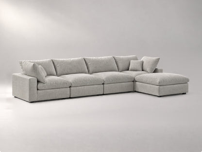 5-Piece Modular Sectional (Two Armless + Ottoman) in Grey, left view | Garelli