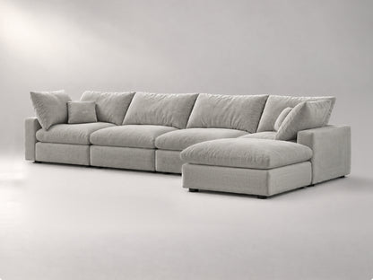 5-Piece Modular Sectional (Two Armless + Ottoman) in Grey, right view | Garelli