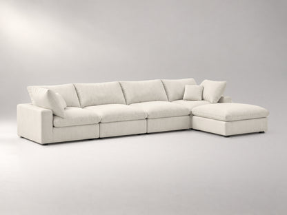 5-Piece Modular Sectional (Two Armless + Ottoman) in Ivory, left view | Garelli