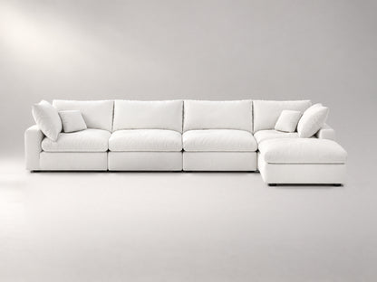 5-Piece Modular Sectional (Two Armless + Ottoman) in Off-White, front view | Garelli