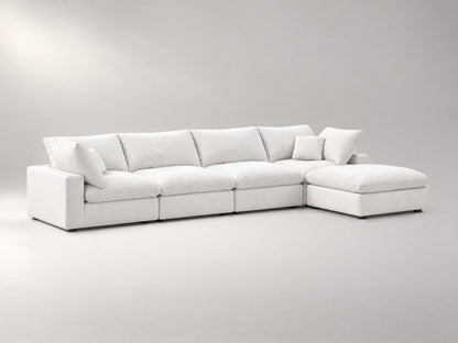 5-Piece Modular Sectional (Two Armless + Ottoman) in Off-White, left view | Garelli