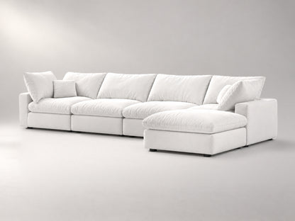 5-Piece Modular Sectional (Two Armless + Ottoman) in Off-White, right view | Garelli
