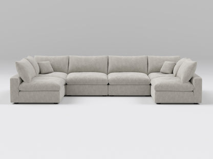 Gray 6-Piece Modular Classic Sectional – U-Shaped Layout with 4 Armless Chairs and 2 Corner Pieces