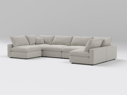 Gray 6-Piece Modular Classic Sectional – U-Shaped Layout with 4 Armless Chairs and 2 Corner Pieces