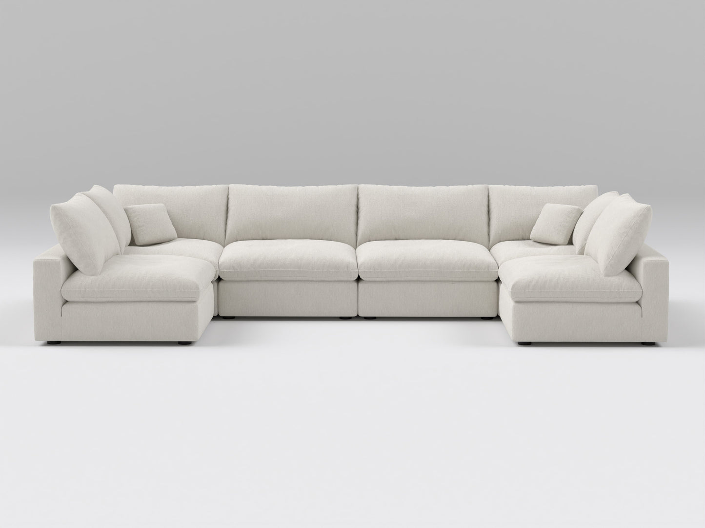 Gray 6-Piece Modular Classic Sectional – U-Shaped Layout with 4 Armless Chairs and 2 Corner Pieces