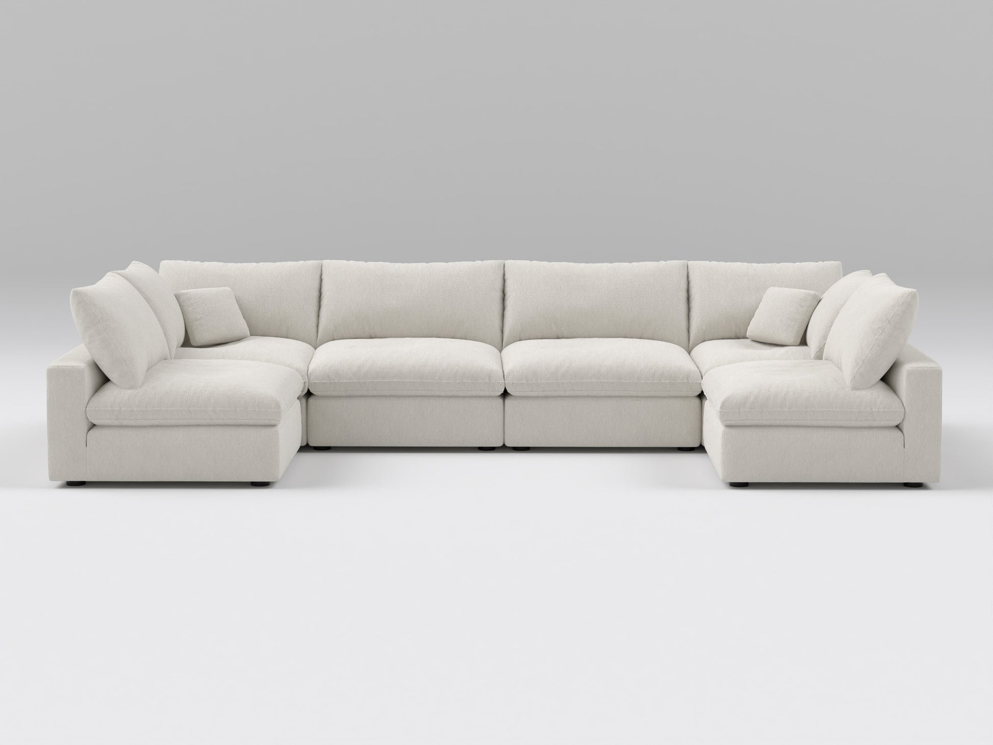 Gray 6-Piece Modular Classic Sectional – U-Shaped Layout with 4 Armless Chairs and 2 Corner Pieces