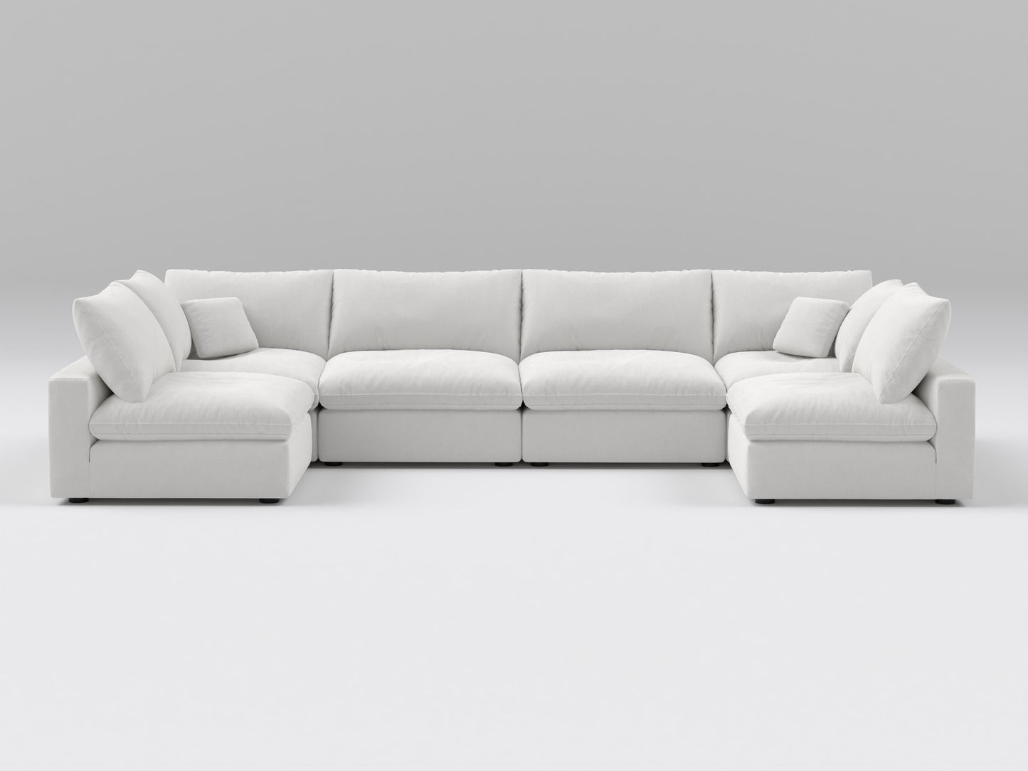 Off-White Classic 6-Piece Modular Sectional – U-Shaped Sofa with 4 Armless Units and 2 Corner Pieces