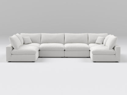 Off-White Classic 6-Piece Modular Sectional – U-Shaped Sofa with 4 Armless Units and 2 Corner Pieces