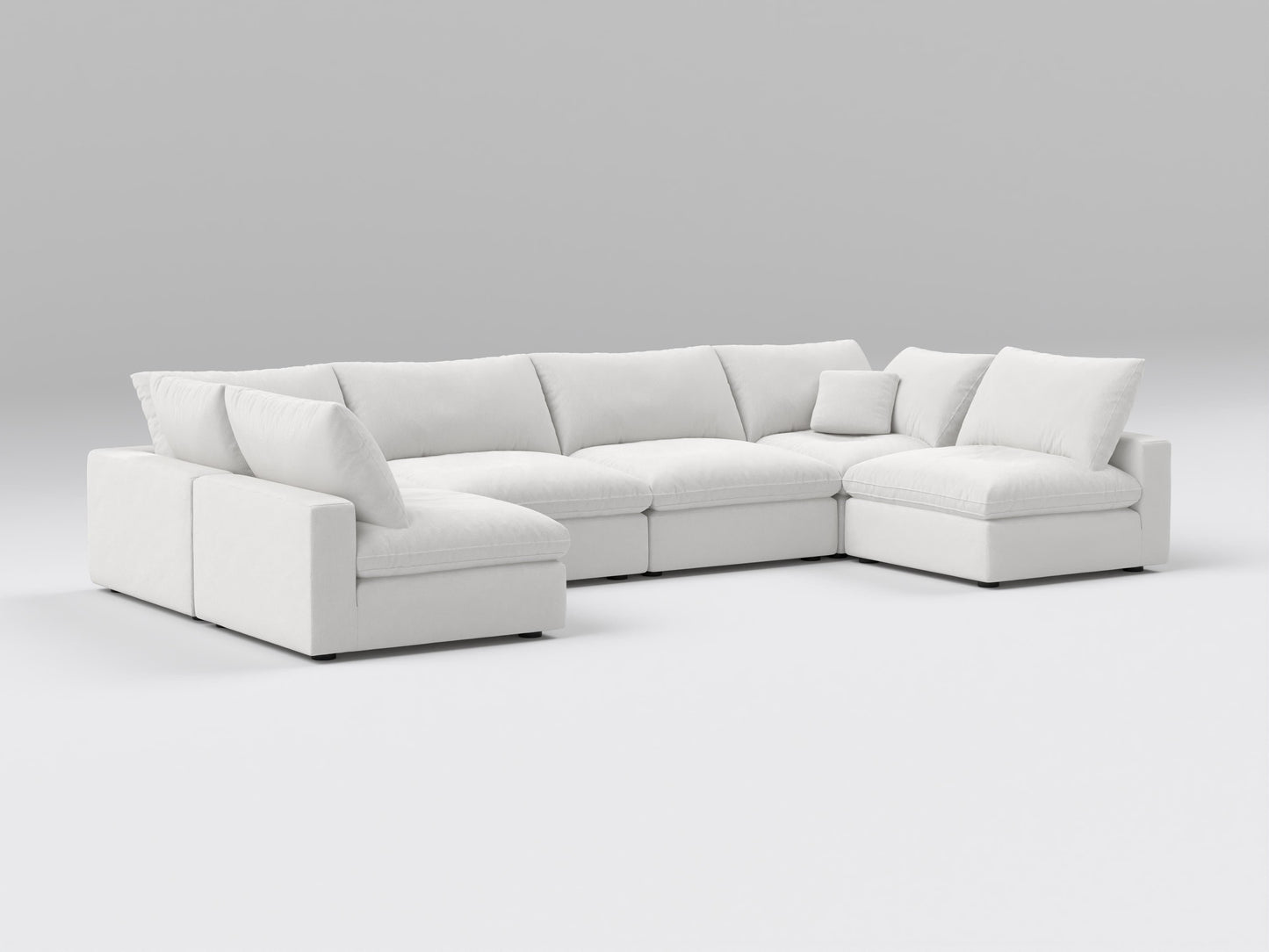 Off-White Classic 6-Piece Modular Sectional – U-Shaped Sofa with 4 Armless Units and 2 Corner Pieces
