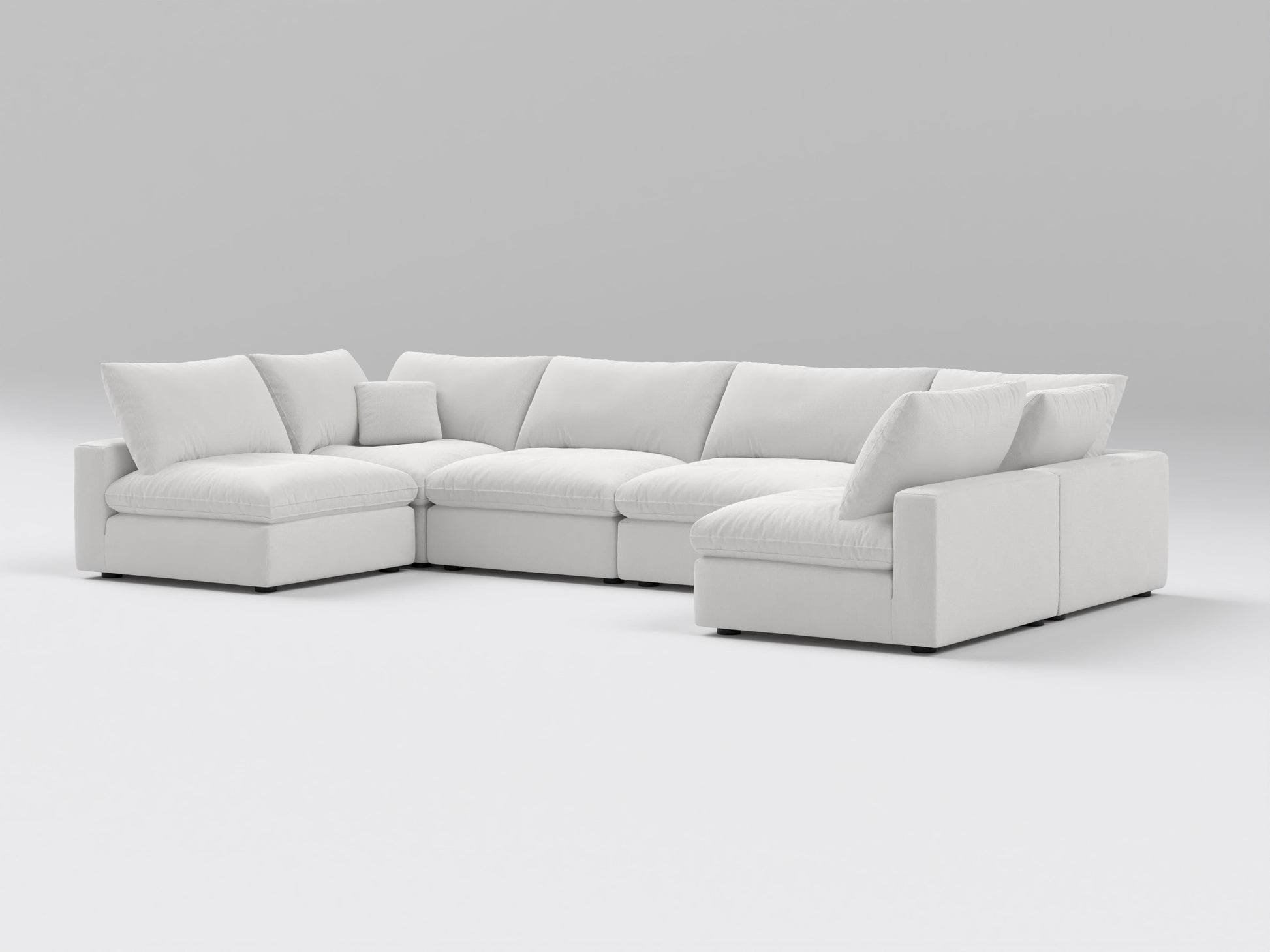 Off-White Classic 6-Piece Modular Sectional – U-Shaped Sofa with 4 Armless Units and 2 Corner Pieces
