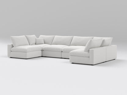 Off-White Classic 6-Piece Modular Sectional – U-Shaped Sofa with 4 Armless Units and 2 Corner Pieces