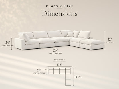 6-Piece Oversized Modular Classic Sectional, Classic size dimensions