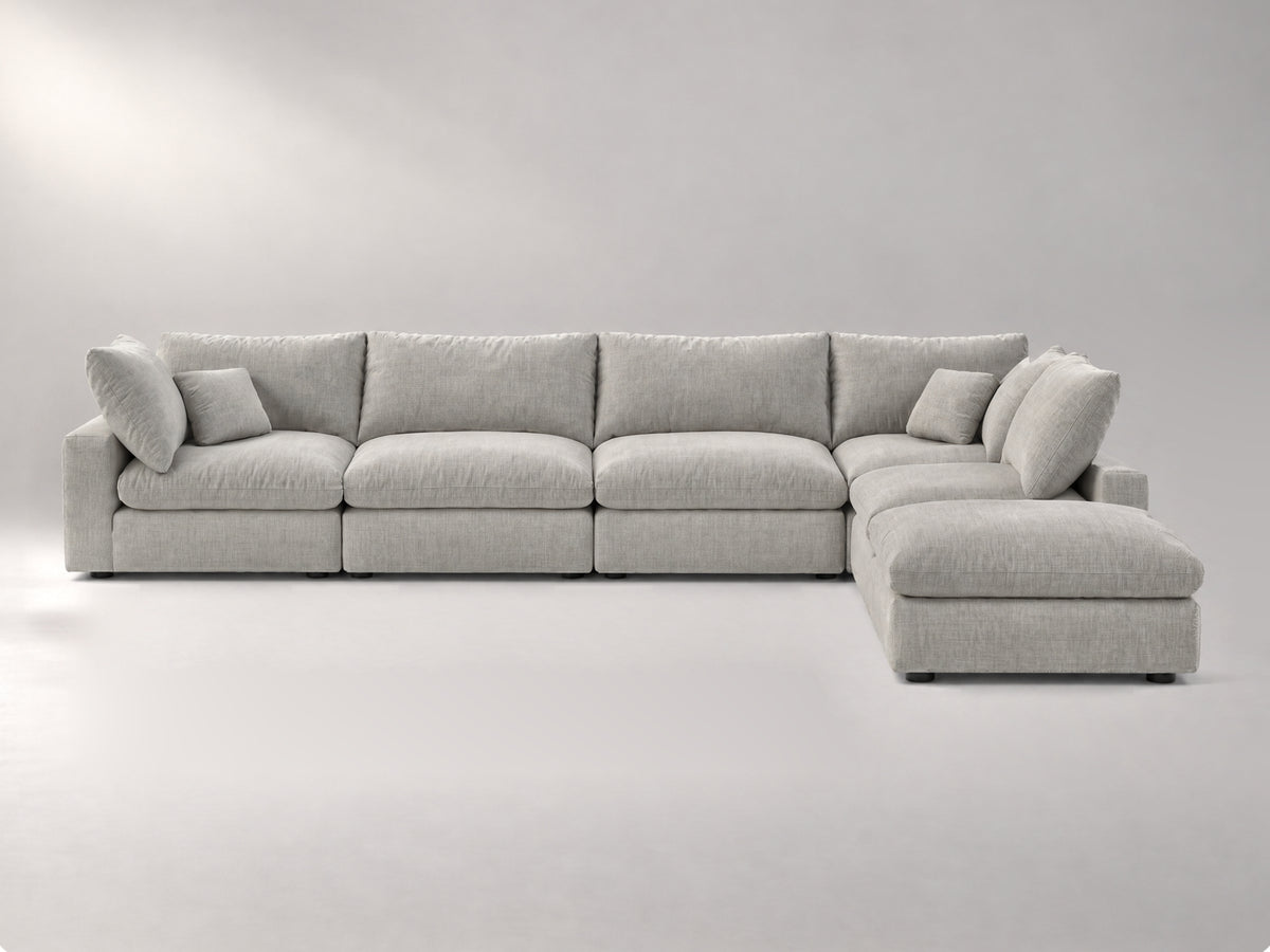 6-Piece Oversized Modular Classic Sectional in Grey, front view | Garelli