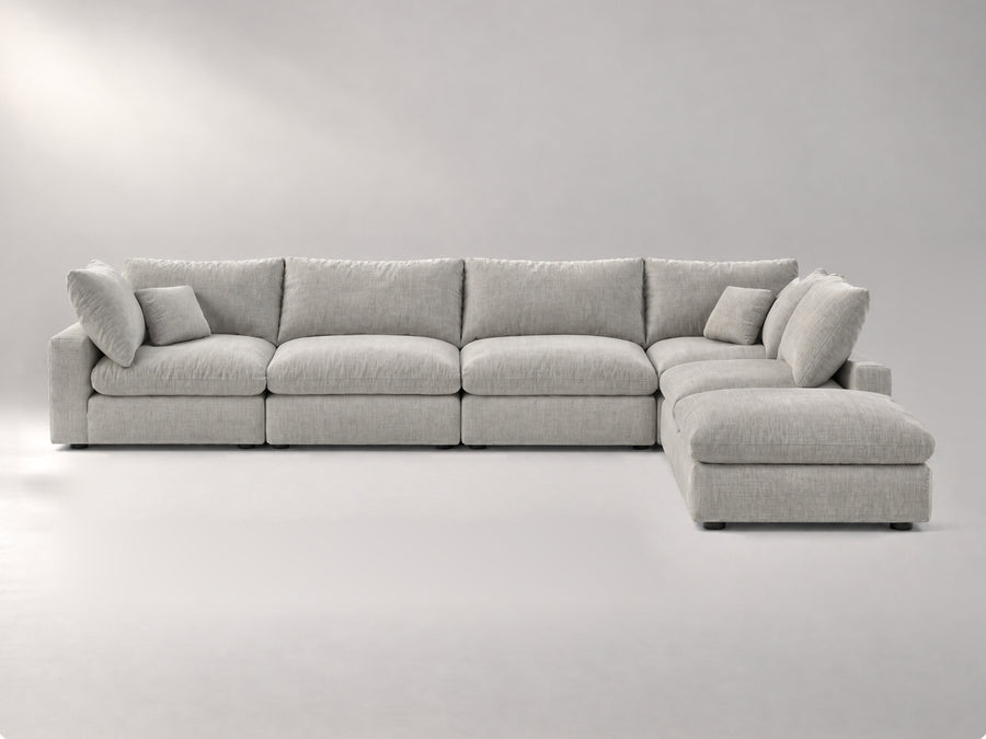 6-Piece Oversized Modular Classic Sectional in Grey, front view | Garelli