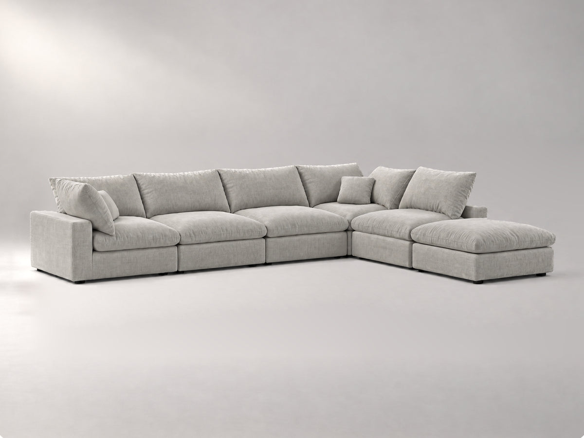 6-Piece Oversized Modular Classic Sectional in Grey, left view | Garelli