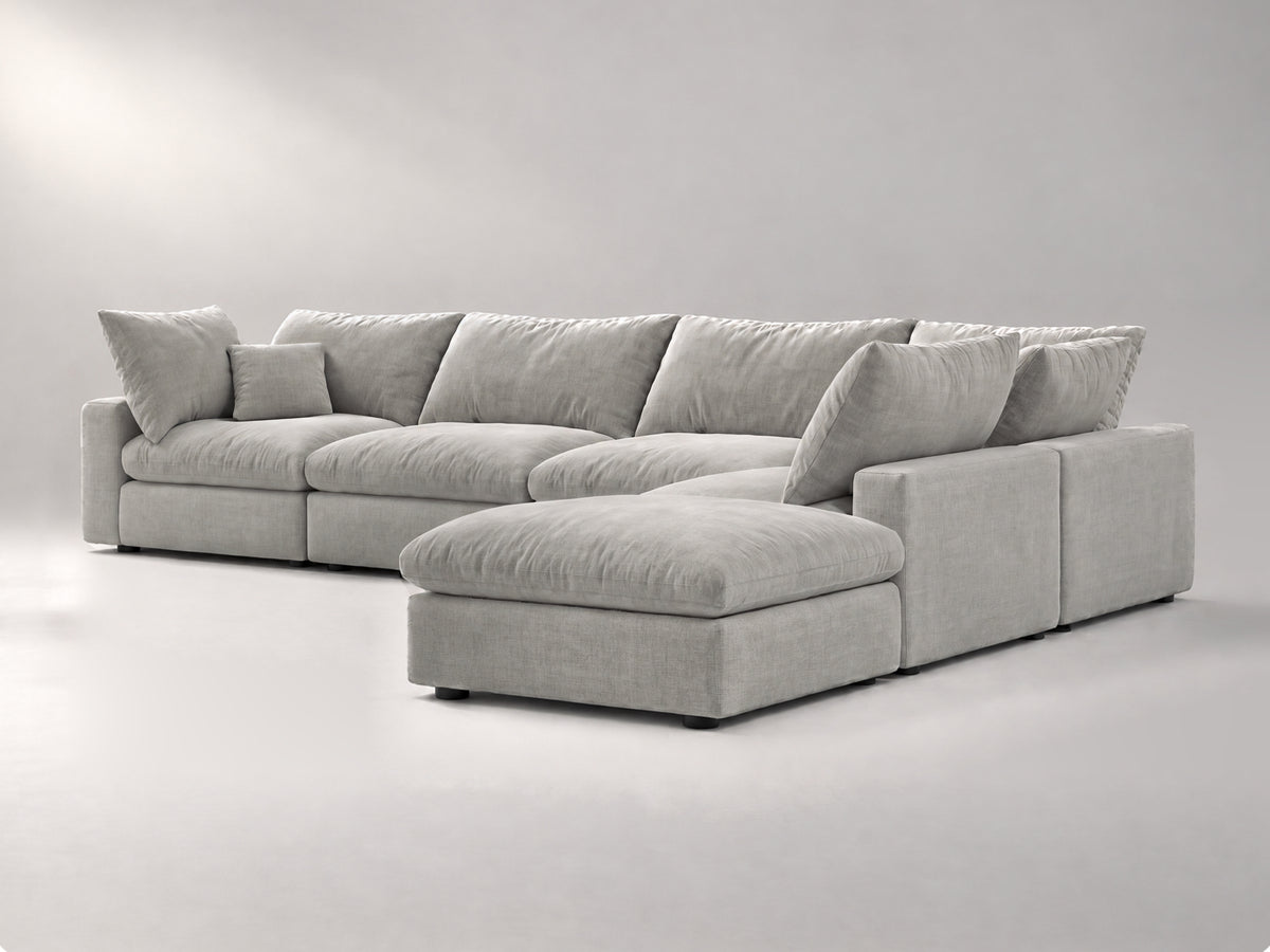 6-Piece Oversized Modular Classic Sectional in Grey, right view | Garelli