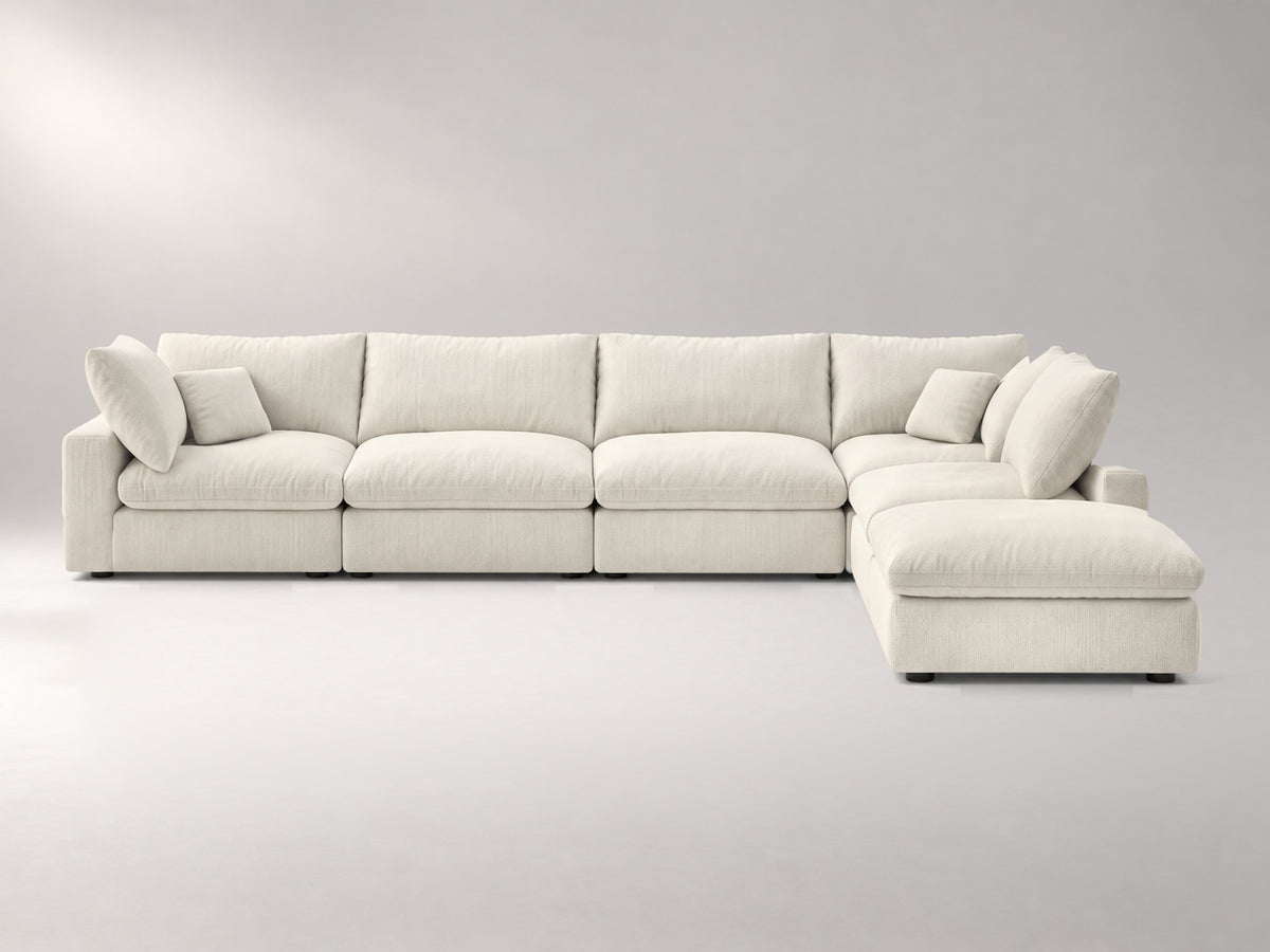 6-Piece Oversized Modular Classic Sectional in Ivory, front view | Garelli