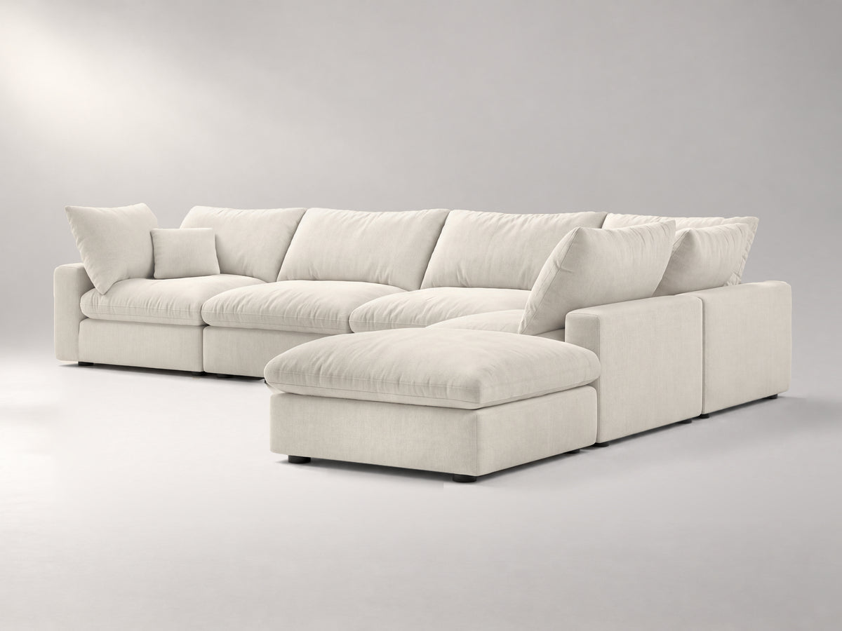 6-Piece Oversized Modular Classic Sectional in Ivory, right view | Garelli