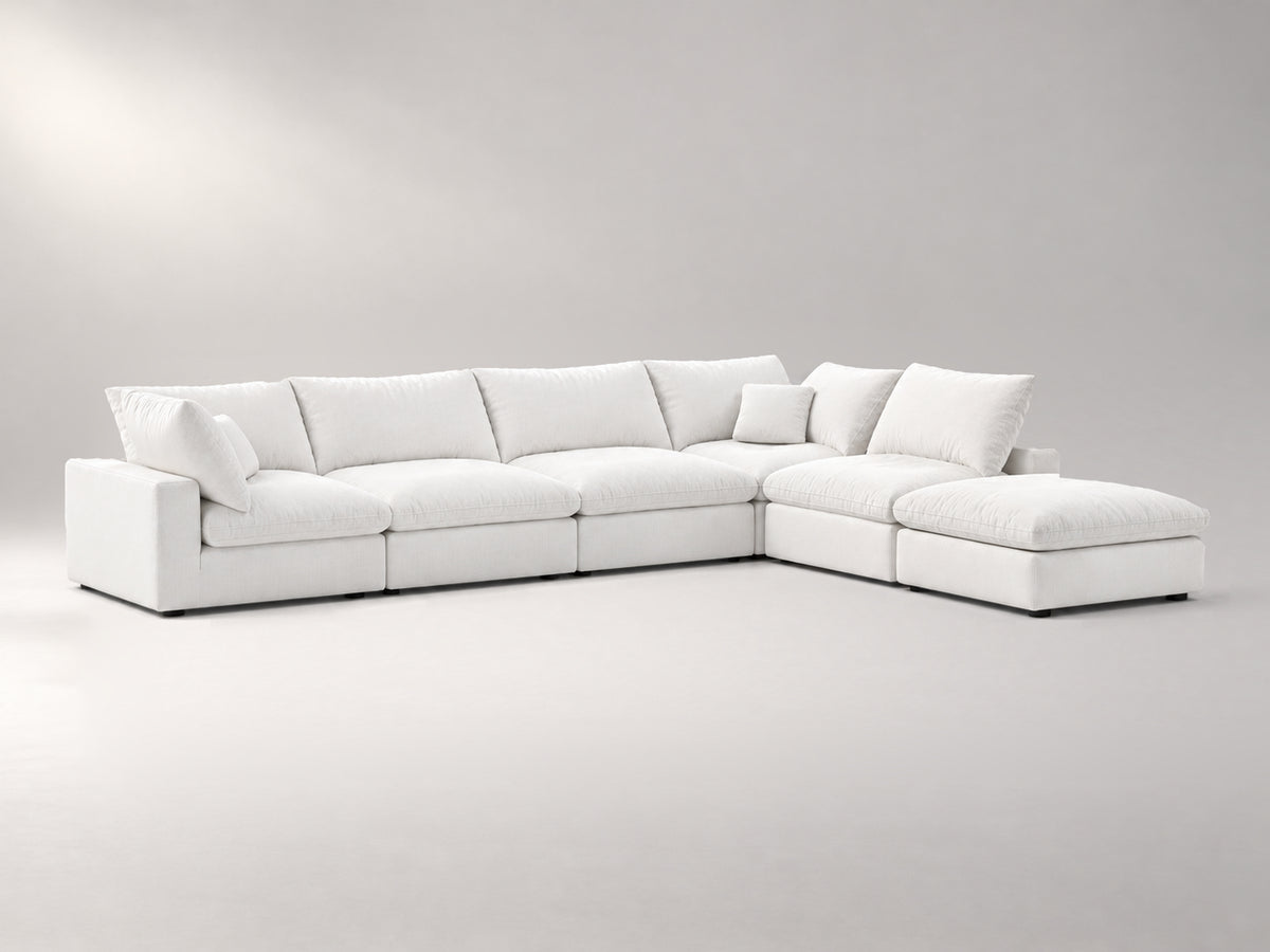 6-Piece Oversized Modular Classic Sectional in Off-White, left view | Garelli