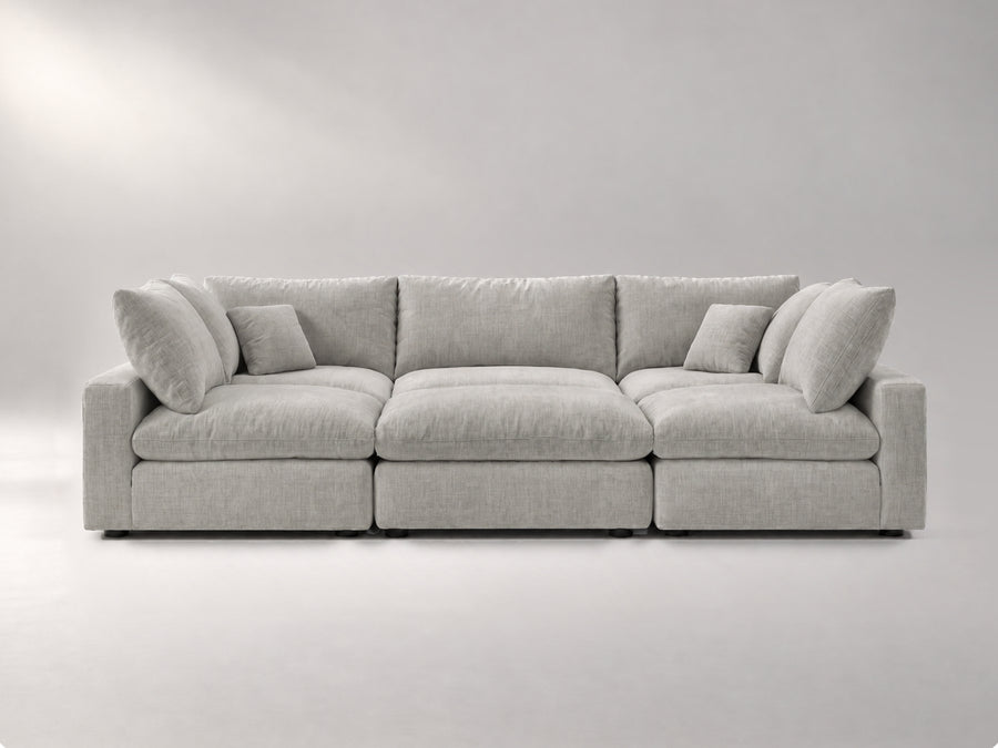 6-Piece Oversized Modular Daybed in Grey, front view | Garelli