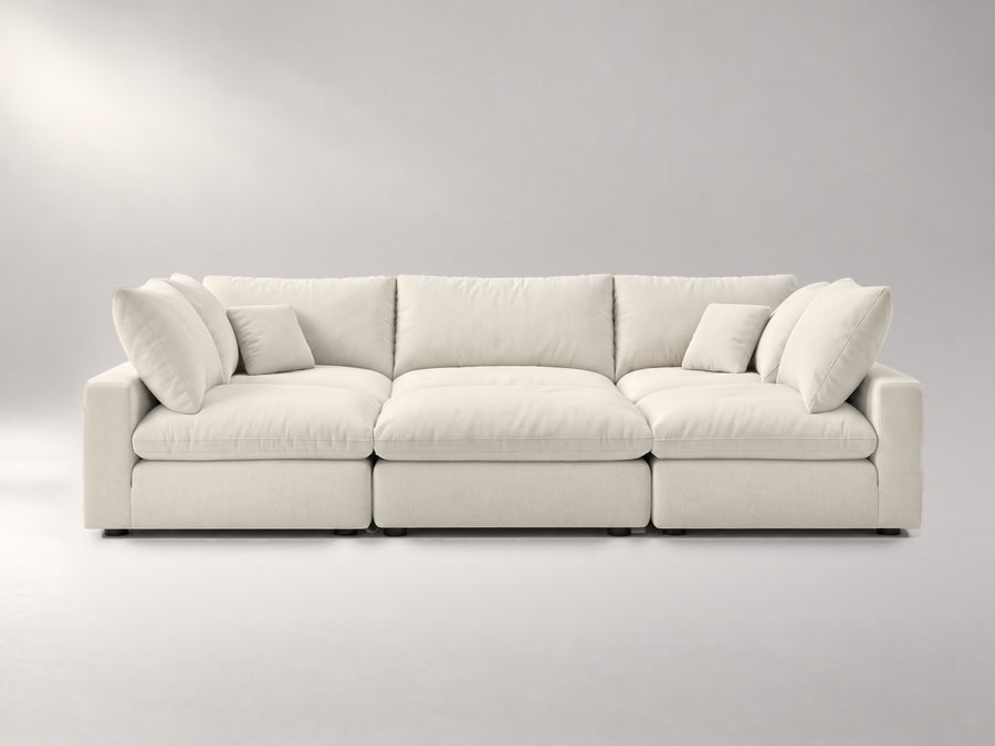 6-Piece Oversized Modular Daybed in Ivory, front view | Garelli