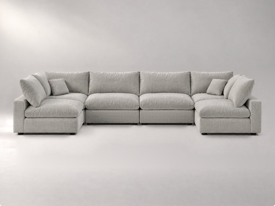 6-Piece Oversized Sectional (U-Shape) in Grey, front view | Garelli