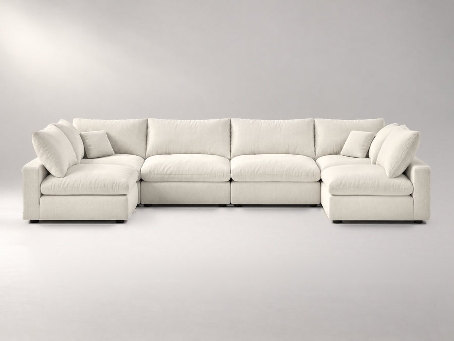 6-Piece Oversized Sectional (U-Shape) in Ivory, front view | Garelli