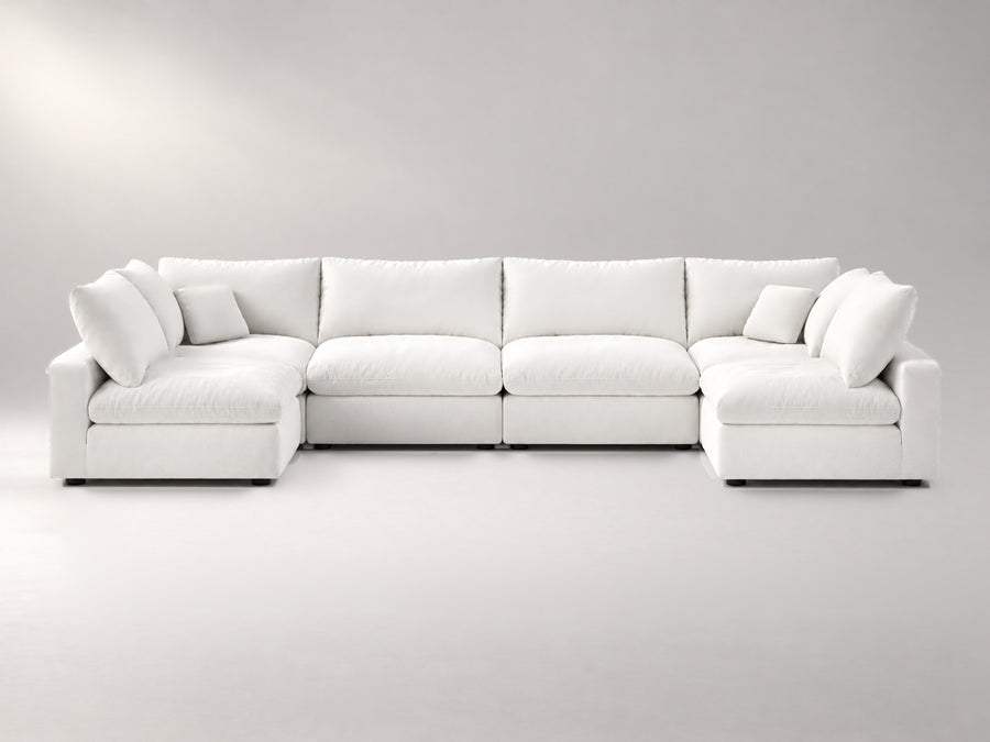 6-Piece Oversized Sectional (U-Shape) in Off-White, front view | Garelli