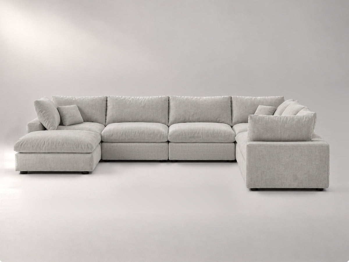 7-Piece Oversized Modular Sectional in Grey, front view | Garelli