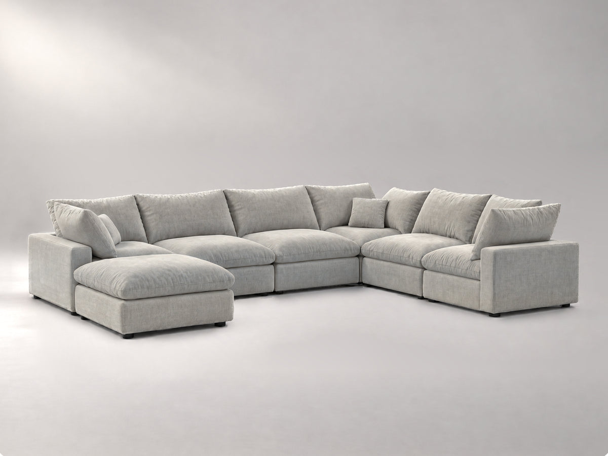 7-Piece Oversized Modular Sectional in Grey, left view | Garelli