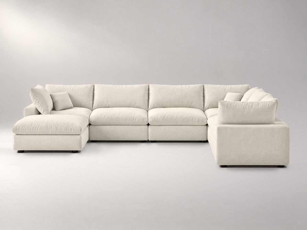 7-Piece Oversized Modular Sectional in Ivory, front view | Garelli