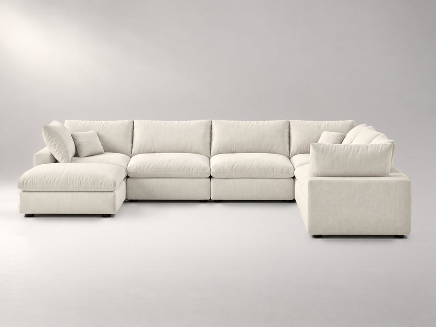 7-Piece Oversized Modular Sectional in Ivory, front view | Garelli
