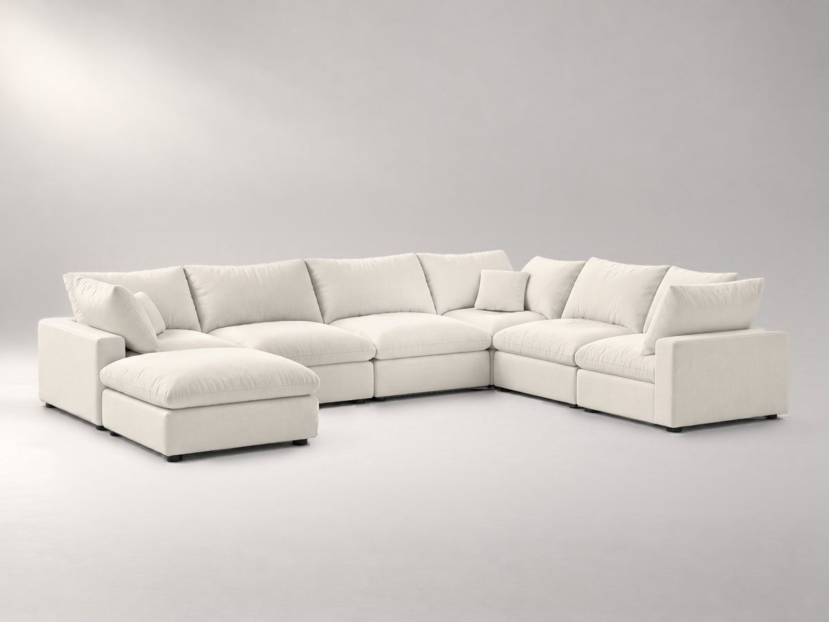 7-Piece Oversized Modular Sectional in Ivory, left view | Garelli