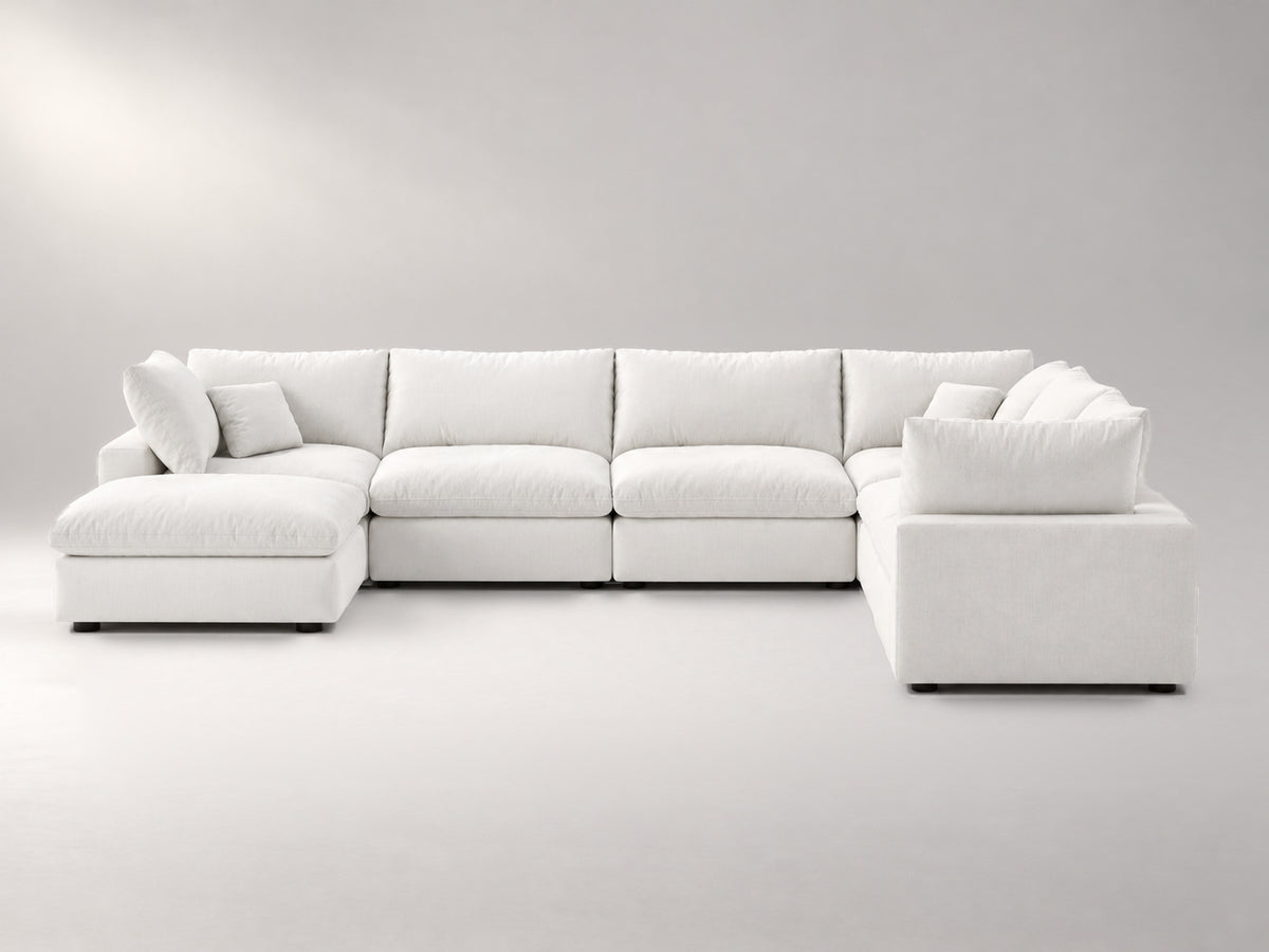 7-Piece Oversized Modular Sectional in Off-White, front view | Garelli