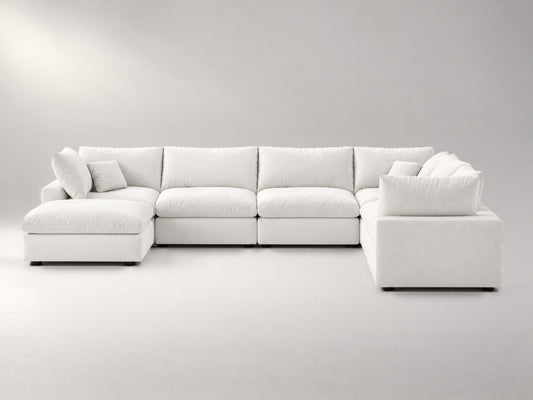 7-Piece Oversized Modular Sectional in Off-White, front view | Garelli
