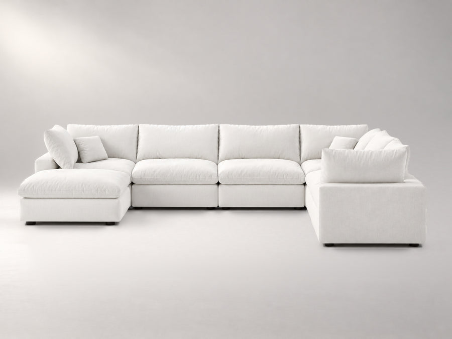 7-Piece Oversized Modular Sectional in Off-White, front view | Garelli