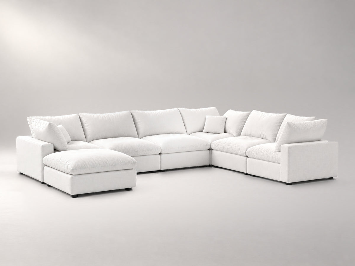 7-Piece Oversized Modular Sectional in Off-White, left view | Garelli