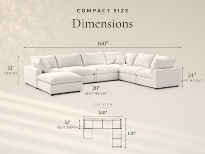 7-Piece Oversized Modular Sectional, Compact size dimensions