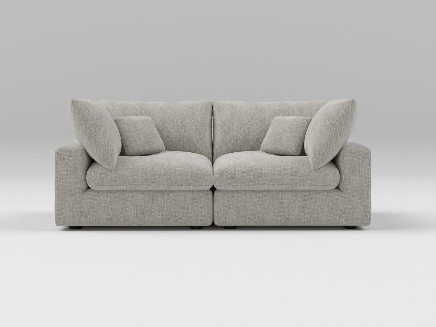 Classic Gray Modular Loveseat – 2-Piece Sofa – Front View with Clean, Modern Design