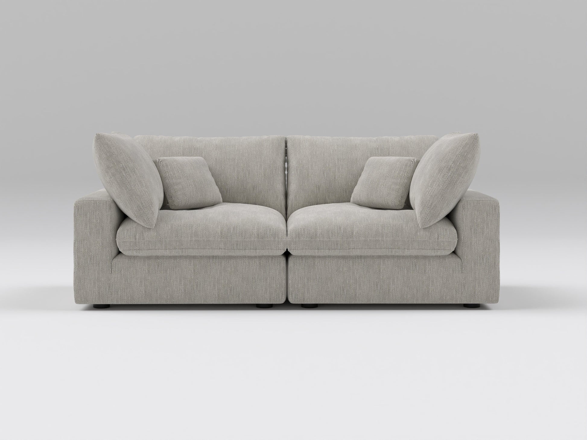 Classic Gray Modular Loveseat – 2-Piece Sofa – Front View with Clean, Modern Design