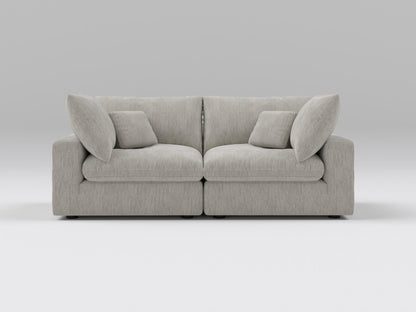Classic Gray Modular Loveseat – 2-Piece Sofa – Front View with Clean, Modern Design