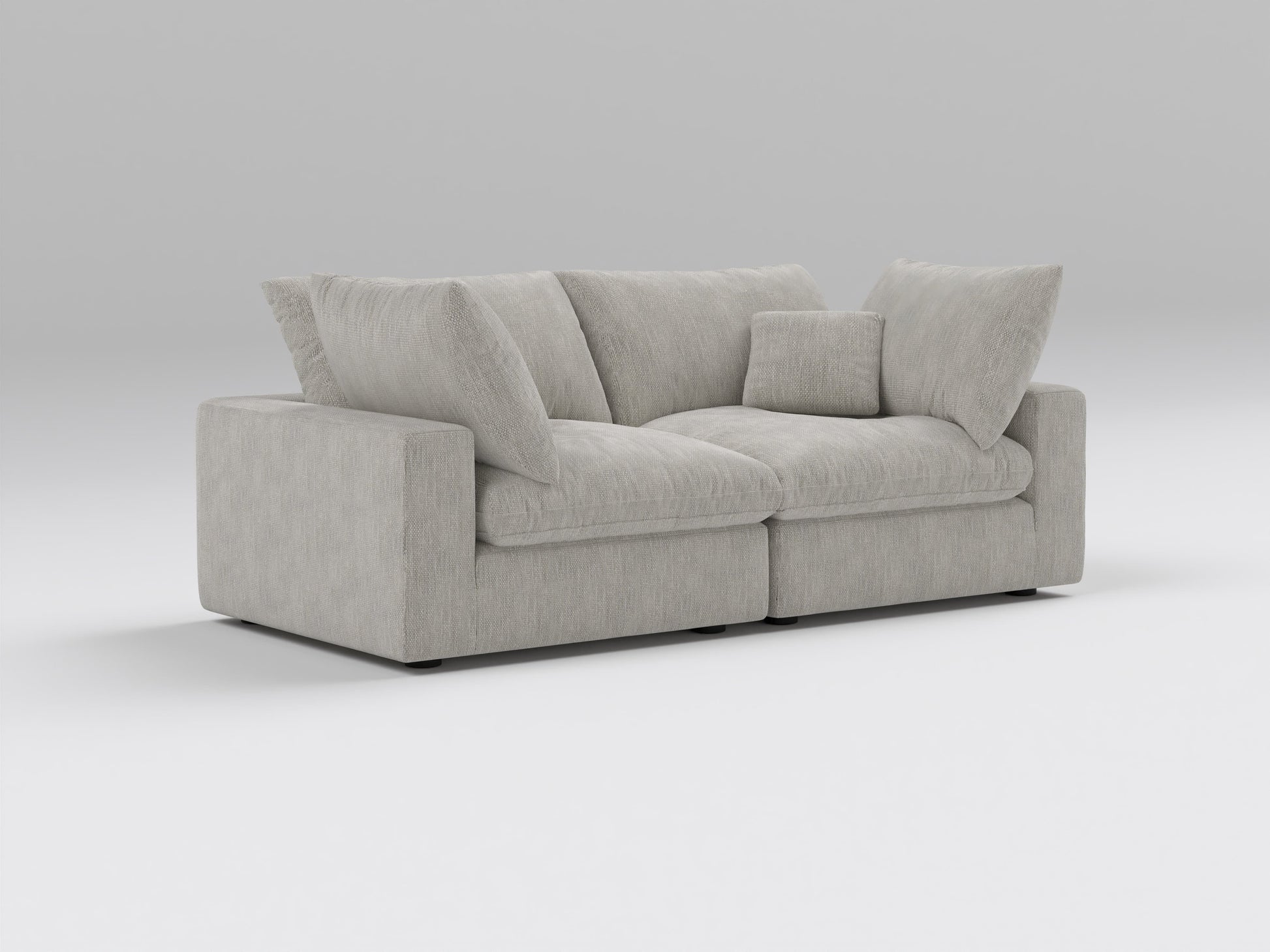 Classic Gray Modular Loveseat – 2-Piece Sofa – Left View with Clean, Modern Design