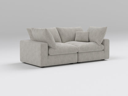 Classic Gray Modular Loveseat – 2-Piece Sofa – Left View with Clean, Modern Design